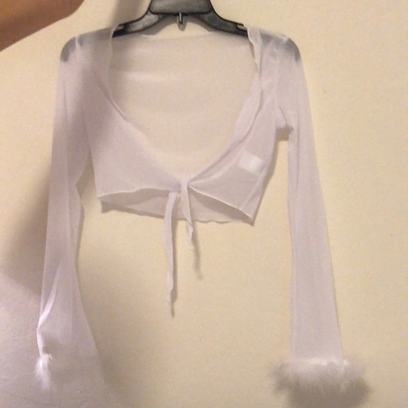 Rave Wonderland - Sheer Fur Rave Tie Front Top - Picture 4 of 4